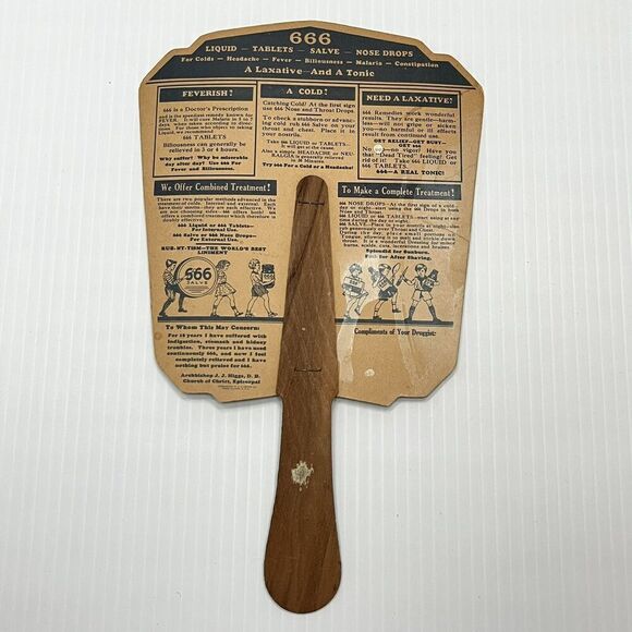 Vintage Advertising Paper Fan 666 QUARTETTE Liquid Tablets Salve - Picture 2 of 8